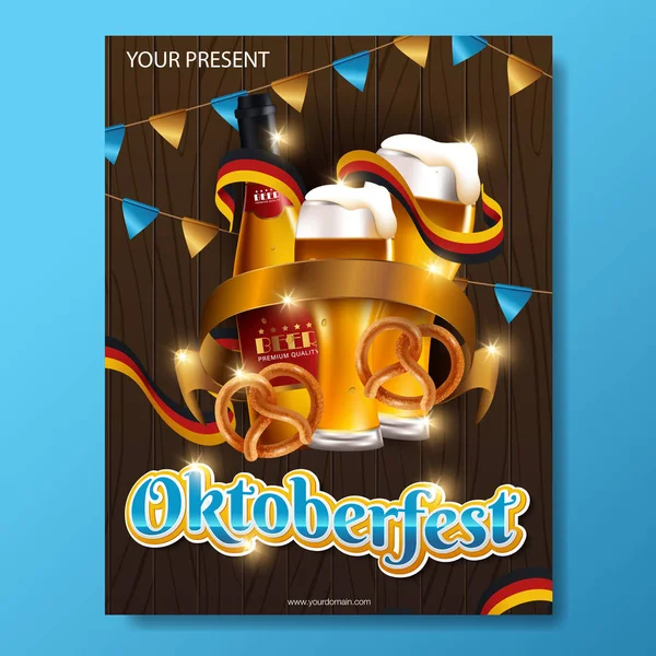 Oktoberfest Sör Fesztivál Ünnepe Tipográfia Plakát Szórólap Sablon Sör Party — Stock Vector