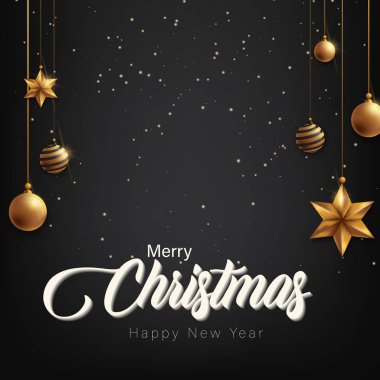 Yıldızlar ve topları yıldızlı gece arka plan üzerinde Noel poster