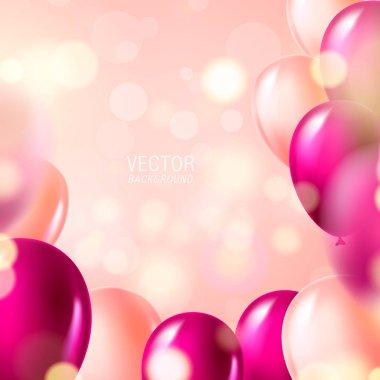 Pastel pembe bir arka plan üzerinde hava balonlu parlak renkli arka plan