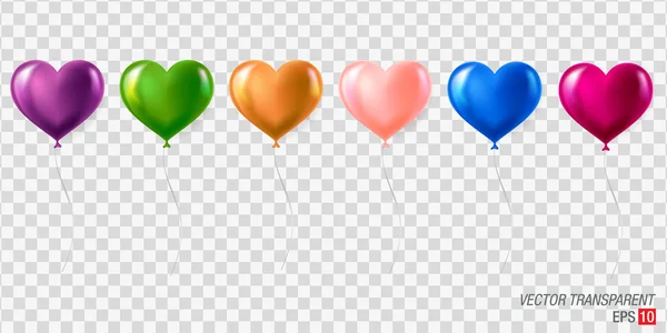 Bunte Luftballons Isoliert Auf Transparentem Hintergrund — Stockvektor