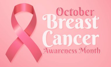 meme kanseri günü kartı pembe arka plan, vektör çizim üzerindeki şerit simgesiyle 