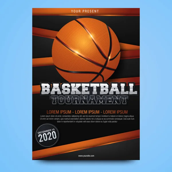 Basketball Poster Vector. Design For Sport Bar Promotion. Basketball Ball. Modern Tournament