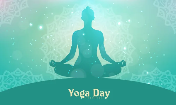 Uluslararası Yoga gün vektör çizim afiş, broşür ve afiş tasarımı. 21 Haziran Dünya yoga günü kutluyor