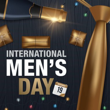 Poster veya başlık sayfası için uluslararası erkek gün vektör çizim