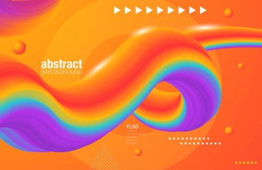 Modern renkli akışı poster. Sarı renk arka plan dalga sıvı formda