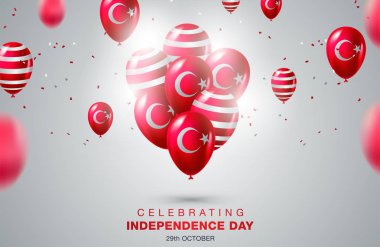 Bağımsızlık günü. Hava balonu üzerinde bayrak Türkiye'nin. Kutlama ve hediyeler. Balonlar ulusal bayram olarak. Broşür, basılı malzemeler, işaretler, öğeleri için kullanın
