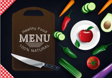 Sağlıklı ve doğal gıda vektör şablonu