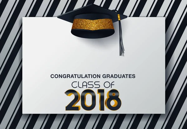 Mezuniyet 2018 parti davetiye şapka ve uzun altın ipek kurdele ve konfeti