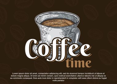 Vintage anahat elle çizilmiş Doodle tarzı farklı nesneler üzerinde kahve tema ile kahve yuvarlak tasarım