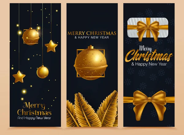 Noel Yılbaşı tatil dekorasyon dikey Bannerlar izole vektör çizim ayarla