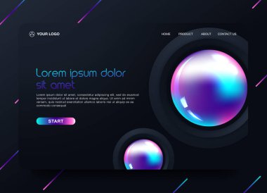 Açılış sayfası şablonuyla sıvı sıvı şekil ve geometrik desenler işletme web sitesi tasarımı için