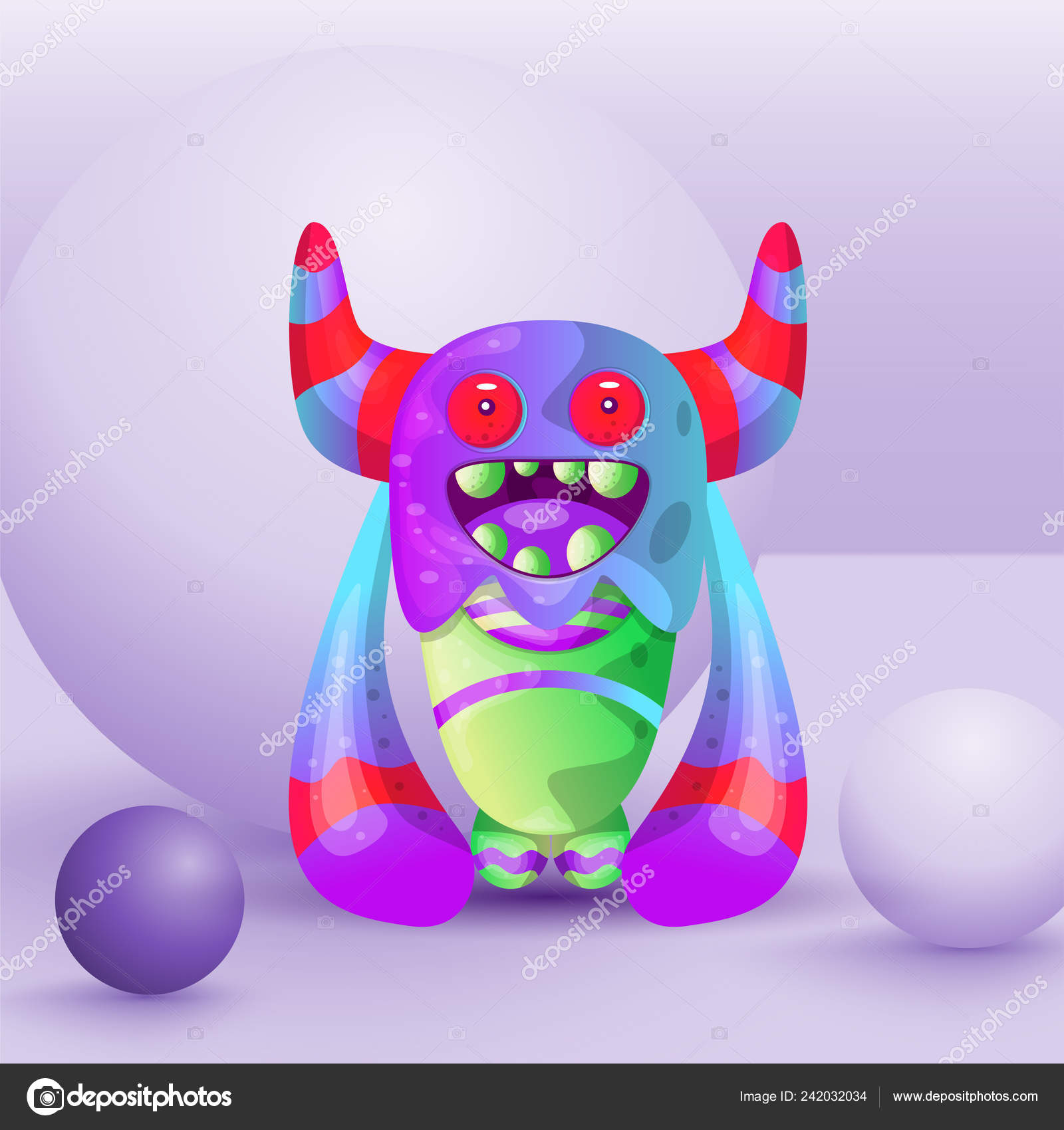 Cute Cartoon Monster Waving Hello Vector Stock Vector by ©temynovian ...