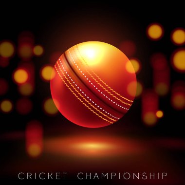 Parlak bulanık arka planda yarasa, top ve Wicket kütükleri gibi gerçekçi kriket ekipmanları