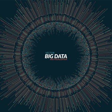 Vektör soyut yuvarlak büyük veri görselleştirme. Fütüristik infographics tasarım. Görsel bilgi karmaşıklığı. Karmaşık veri iş parçacıkları grafiği