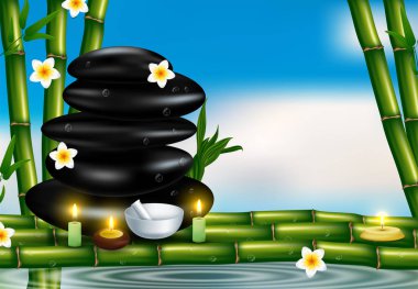 Doğal spa kozmetik ürünleri ile sağlık ve güzellik şablonu, vektör illüstrasyon