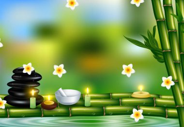 Doğal spa kozmetik ürünleri ile sağlık ve güzellik şablonu, vektör illüstrasyon