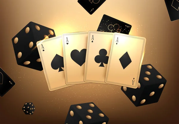 Online Büyük yuvaları casino afiş, oynamak için düğmesine dokunun. Uçan paralar ve poker kartları. Oyun için ekran. Vektör çizimi