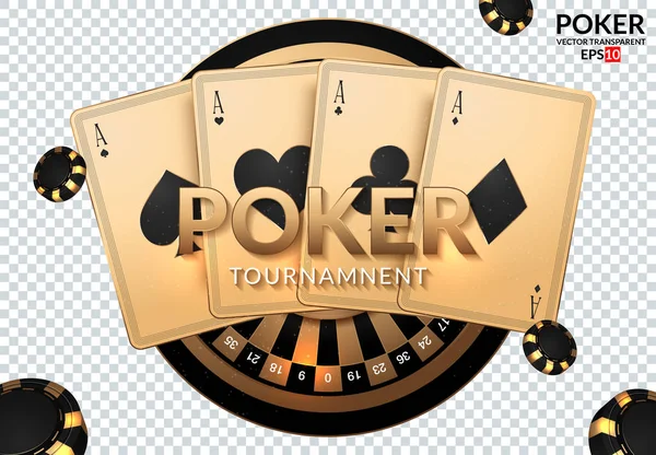 Elementi di design del casinò chip di poker, carte da gioco e dadi. Emblema del poker — Vettoriale Stock