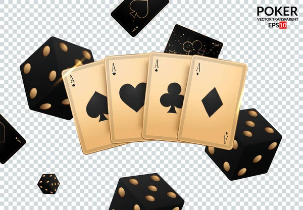 Jogando cartas e fichas de poker voar cassino. Conceito sobre fundo transparente. Poker casino vector illustrationPlaying cartões e fichas de poker voar casino. Conceito sobre fundo transparente. Poker casino v — Vetor de Stock