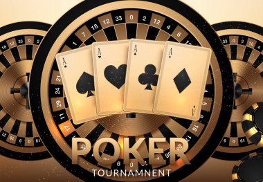 Gerçekçi iskambil kartları ve casino fişleri ile Casino Kumar turnuva şablonu tasarımı