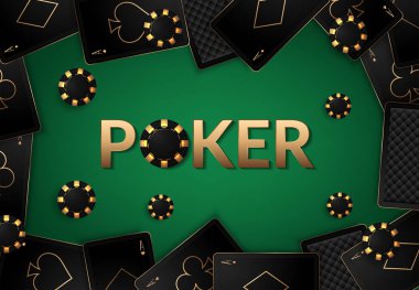 Gerçekçi iskambil kartları ve casino fişleri ile Casino Kumar turnuva şablonu tasarımı