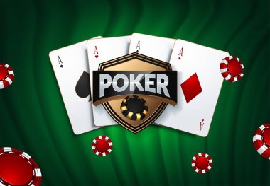 Casino kumar, rulet tekerlek ve zar, şans ve kazanmak. Vektör oyun kartları ve poker fişleri