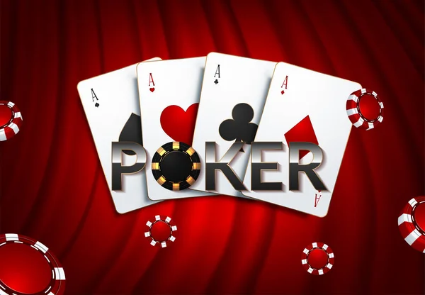 Játékkártyák és pókerzseton kaszinó koncepció a sötét háttér — Stock Vector