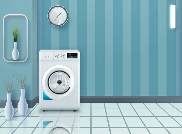 Κάλυμμα δωματίου πλυντηρίου με πλυντήριο ρούχων — Διανυσματικό Αρχείο