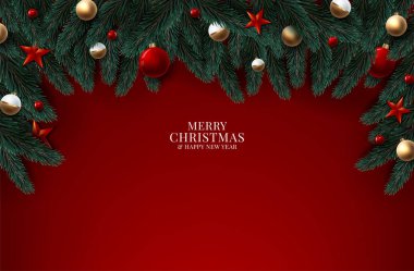 Ahşap arka plan, vektör çizim üzerinde Noel ağacı dalları