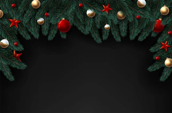Χριστουγεννιάτικο δέντρο κλαδιά σε ξύλινα φόντο, εικονογράφηση διάνυσμα — Διανυσματικό Αρχείο