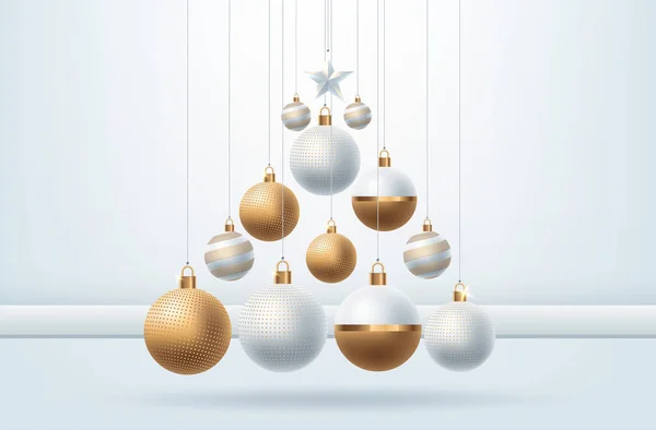 Fond de Noël clair avec des boules de soirée. Illustration vectorielle — Image vectorielle