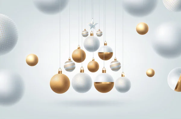 Light Christmas background with evening balls. Vector illustration — Stock Vector