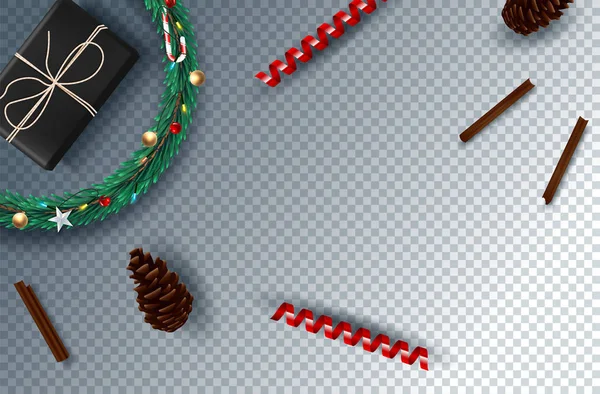 Design de decoração de Natal com objetos festivos. Isolado sobre fundo transparente — Vetor de Stock