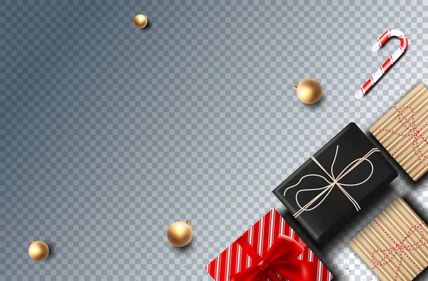 Karácsonyi dekoráció design ünnepi tárgyakat. Átlátszó háttérrel elszigetelt — Stock Vector