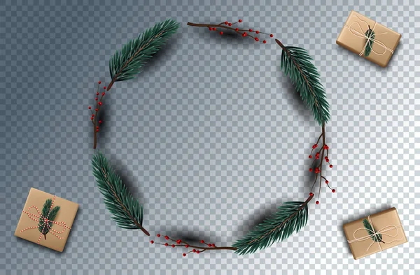 Diseño de decoración navideña con objetos festivos. Aislado sobre fondo transparente — Vector de stock