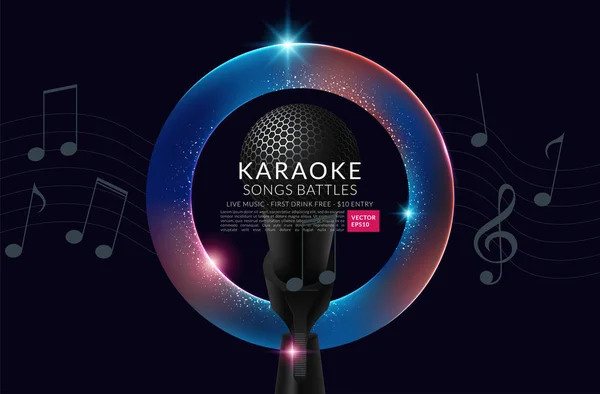 Karaoke Party meghívó poszter tervezősablon. Karaoke éjszakai szórólap tervezés. Zenei hangverseny. Vektoros illusztráció — Stock Vector