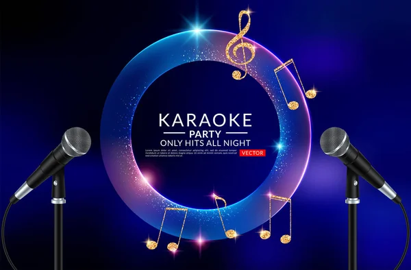 Vector banner mikrofonnal és felirattal karaoke party a művészeti háttér. Vektoros illusztráció — Stock Vector