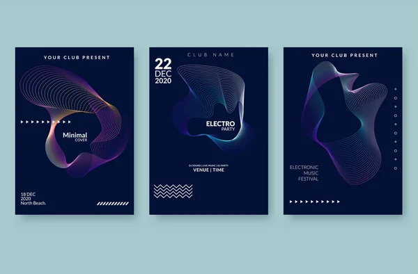 Elektronik müzik Festivali Afiş soyut Degrade çizgiler ile. El ilanı, sunum, broşür için vektör şablon tasarım