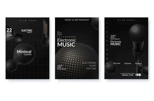 Elektronik müzik festivali reklam afişi. Modern kulüp elektro parti davetiyesi. Vektör çizimi — Stok Vektör