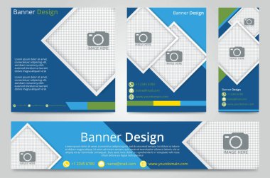 fotoğraflar için bir yer ile standart boyutta web afiş kümesi. Dikey, yatay ve kare şablon