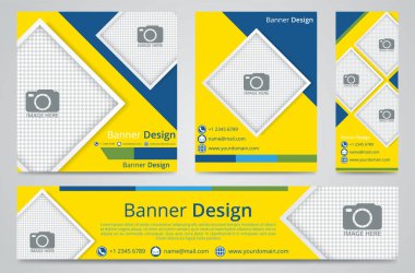 fotoğraflar için bir yer ile standart boyutta web afiş kümesi. Dikey, yatay ve kare şablon