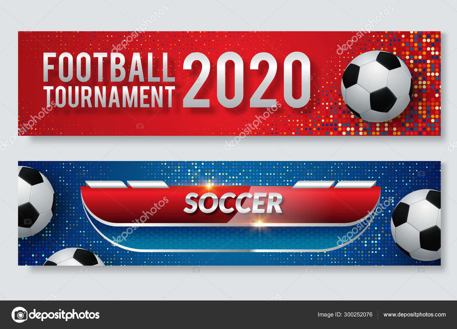 Soccer club or football sport banners. Vector design of arena or ...
