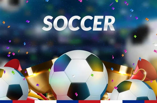 Soccer Poster design. Football Ball flyer concept. Design For Sport Bar ticket sale sport promotion. Tournament, Championship Flyer Design — Stock Vector