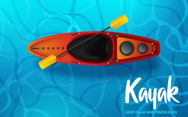 Kano vektör çizimi, su sporu kanosu. Vektör illüstrasyonu