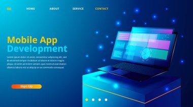 Web geliştirme, kodlama ve programlama yanıt veren internet sitesi veya aygıt uygulaması. Vektör illüstrasyonu