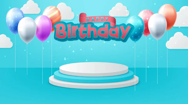 Cor Brilhante Feliz Aniversário Balões Banner Fundo Ilustração Vetorial — Vetor de Stock