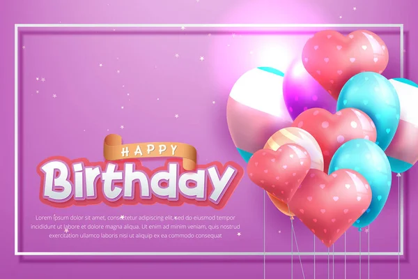Realistisk Farverig Fødselsdag Plakat Med Balloner Vektorillustration – Stock-vektor