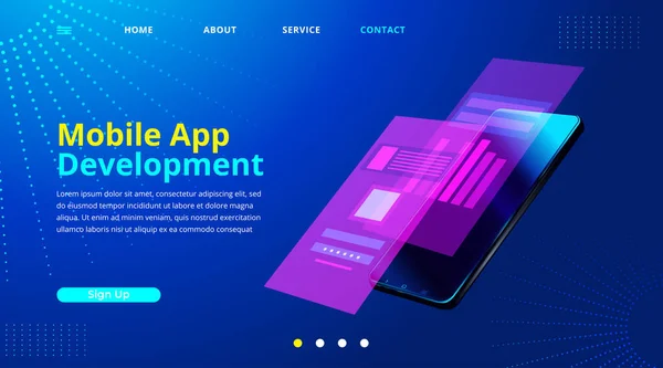 App Entwicklung Mobiles Banner Web Vektorillustration — Stockvektor