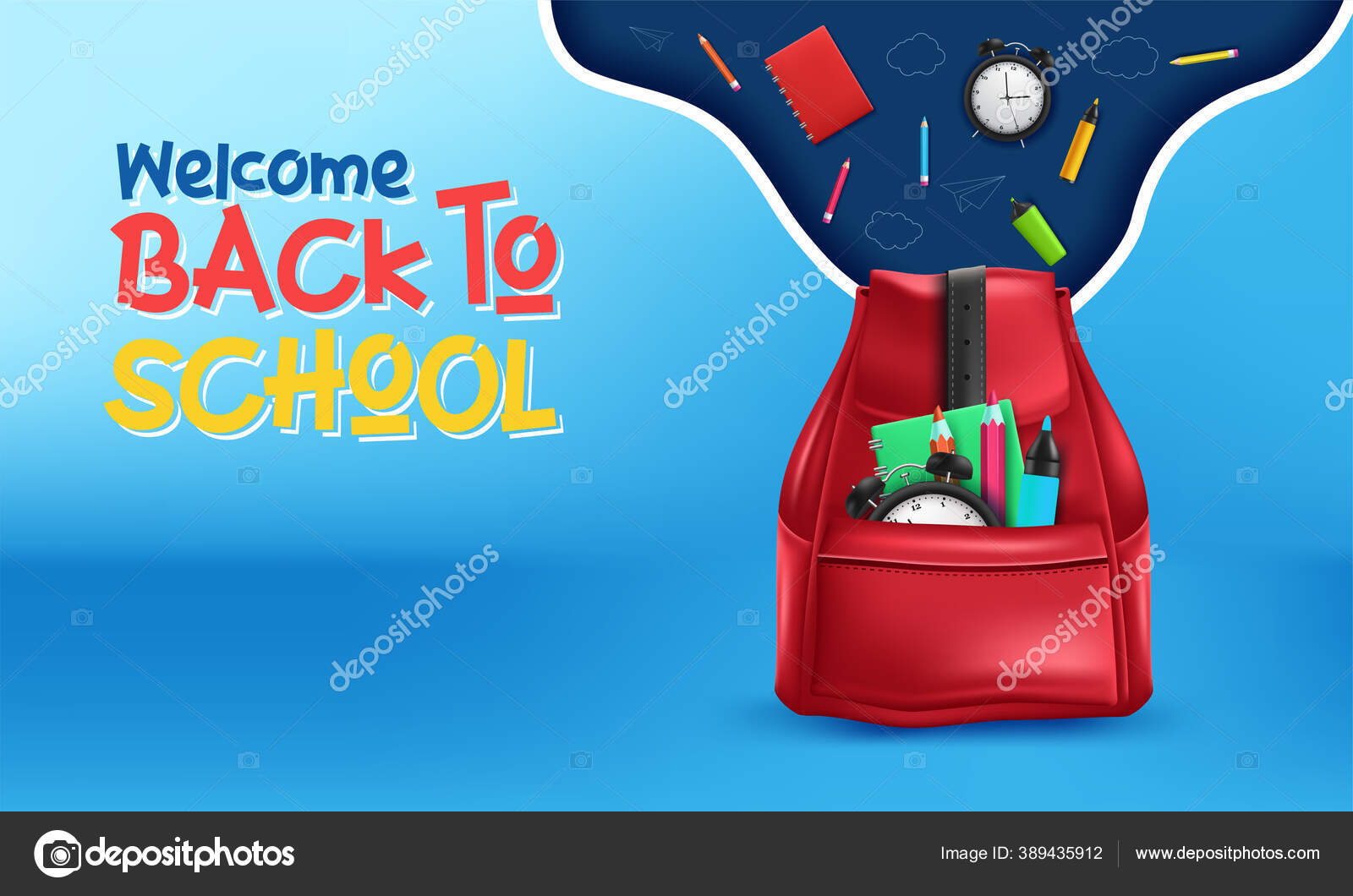 Realistic Detailed 3d White and Black Blank School Backpacks Template  Mockup Set. Vector Stock Vector by ©bigmouse 216133794