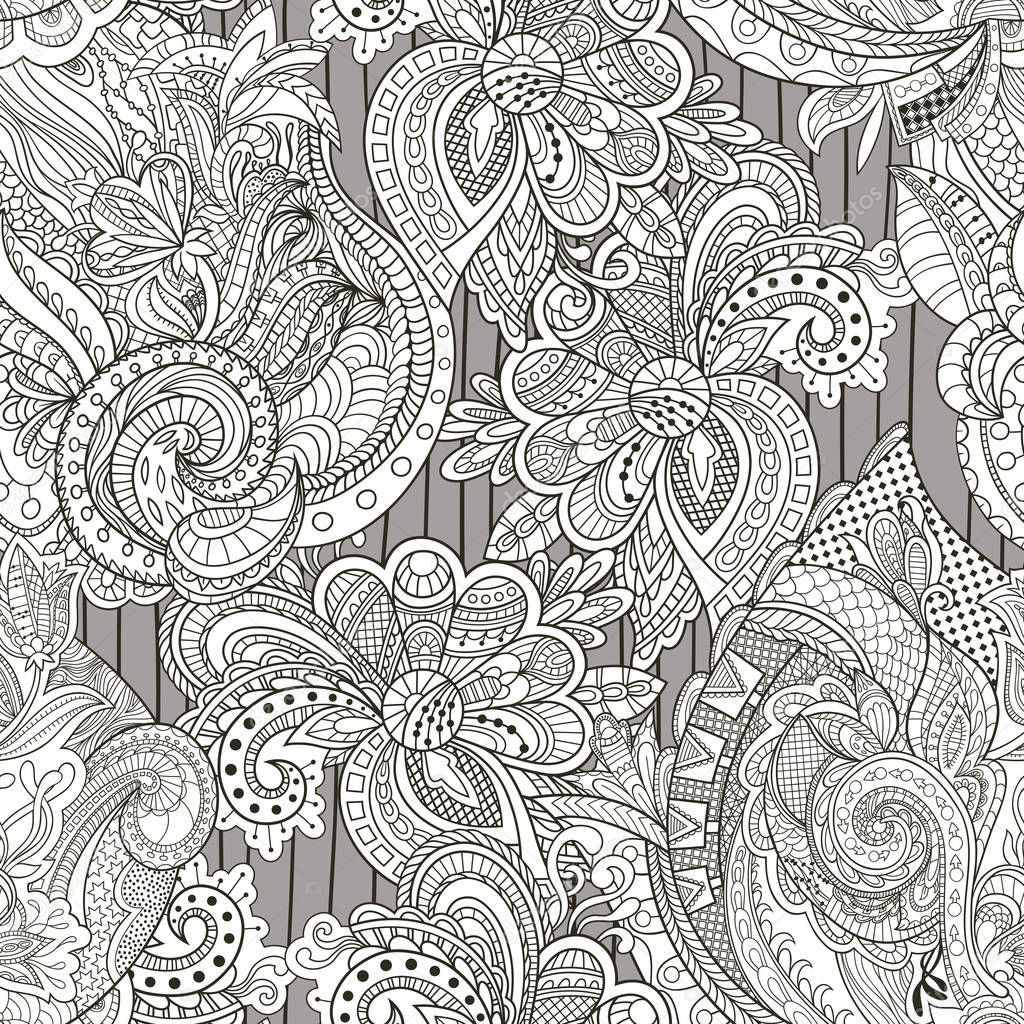 Vector floral background with hand made pattern. Doodles.